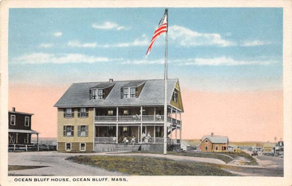 Ocean Bluff Massachusetts Ocean Bluff House White Border Vintage Postcard U1654
