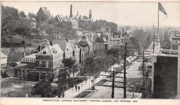 Hot Springs Arkansas Central Avenue Looking East Undivided Back Vintage PC U1676
