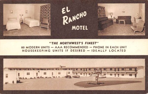 Williston North Dakota El Rancho Motel Multi-View Card Vintage Postcard U1681