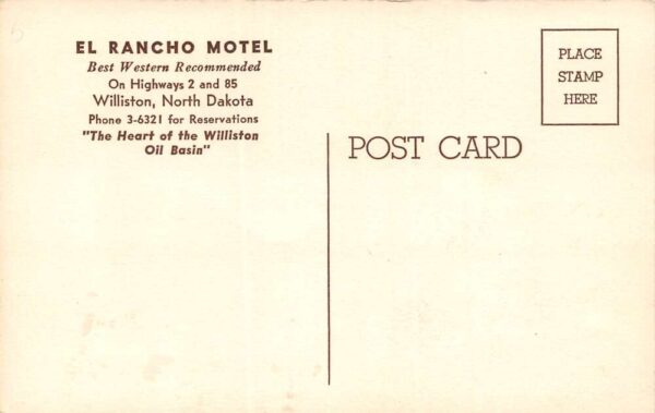 Williston North Dakota El Rancho Motel Multi-View Card Vintage Postcard U1681 - Image 2
