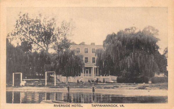 Tappahannock Virginia Riverside Hotel B/W Lithograph Vintage Postcard U1693