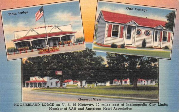 Greenfield Indiana Hoosierland Tourist Lodge Multi-View Card Vintage PC U1702