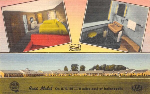 Indianapolis Indiana Ross Motel Multi-View Linen Card Vintage Postcard U1704