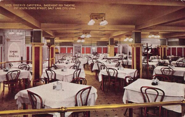 Salt Lake City Utah Emery's Cafeteria Basement of Rex Theatre Vintage PC U1708