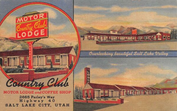Salt Lake City Utah Country Club Motor Lodge & Coffee Shop Vintage PC U1710