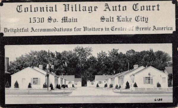 Salt Lake City Utah Colonial Village Auto Court B/W Photochrome Vintage PC U1711