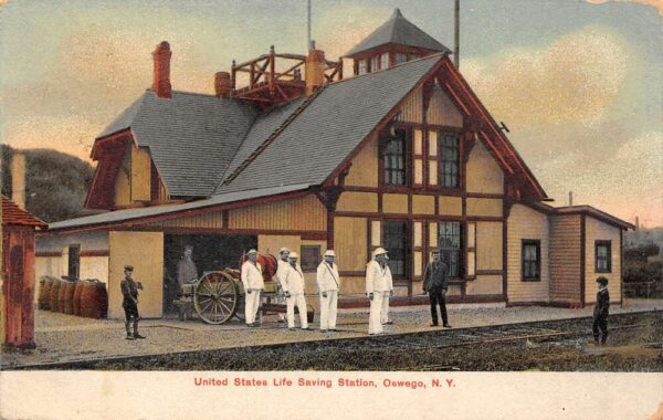 Oswego New York United States Life Saving Station Color Lithograph PC U1716
