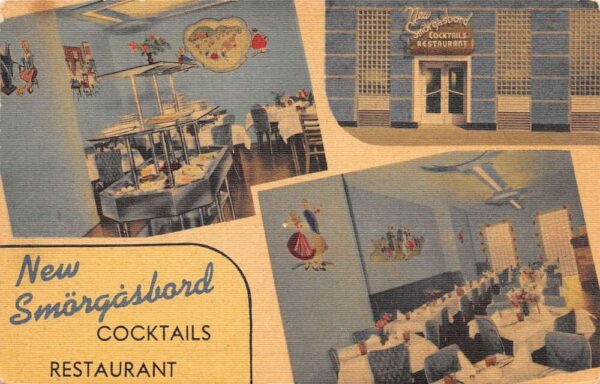 Washington D.C. New Smorgasbord Restaurant Multi-View Linen Card PC U1719