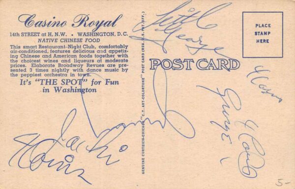 Washington D.C. Casino Royal Restaurant & Nightclub Multi-View Linen PC U1724 - Image 2