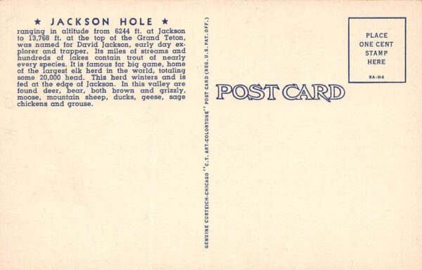 Jackson Wyoming Kay's Bluebird Cafe Color Linen Card Vintage Postcard U1742 - Image 2