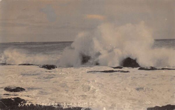 Peaks Island Maine Ocean Waves Surf Real Photo Vintage Postcard AA64478