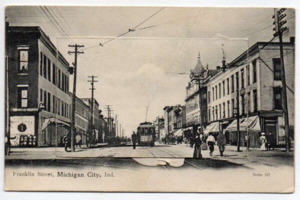 Michigan City Indiana Franklin Street Fold Out Views Vintage Postcard AA64497
