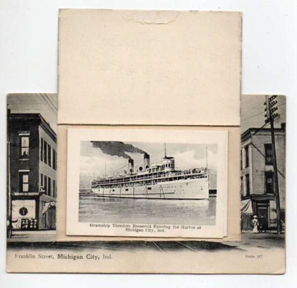 Michigan City Indiana Franklin Street Fold Out Views Vintage Postcard AA64497 - Image 3