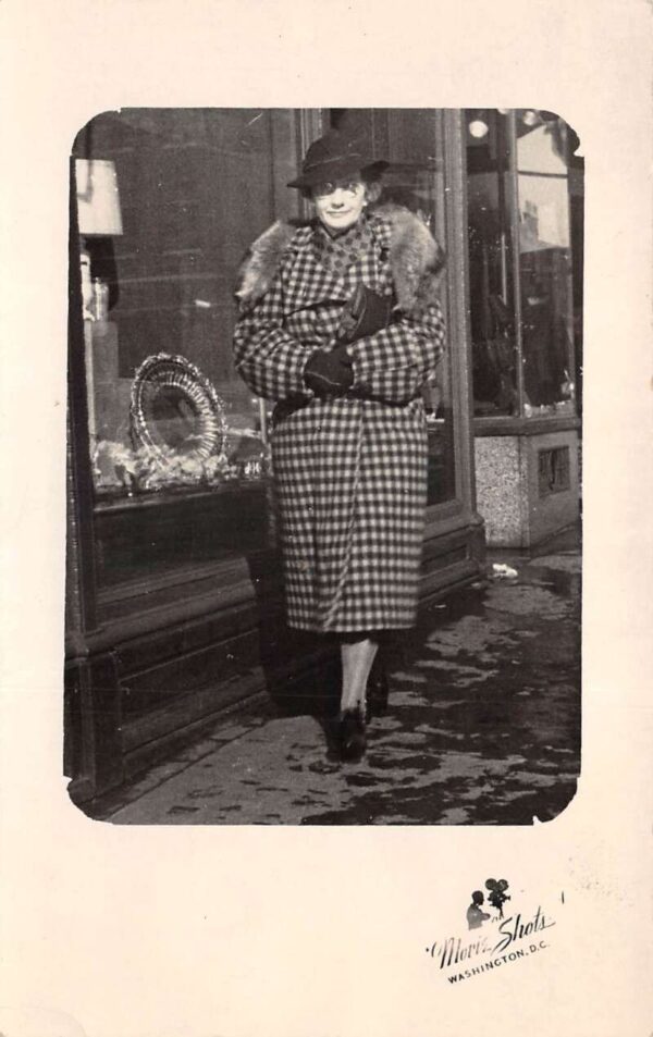 Washington DC Morris Shots Lady by Store Window Real Photo Postcard AA64503