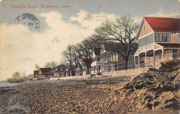 Woodmont Connecticut Burwell's Beach Color Lithograph Vintage Postcard U1758