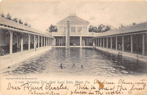 Miami Florida Hotel Royal Palm Swimming Pool pictured Vintage Postcard U1764