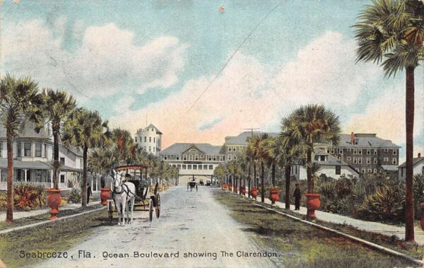 Seabreeze Florida Ocean Boulevard Clarendon Hotel Vintage Postcard U1775