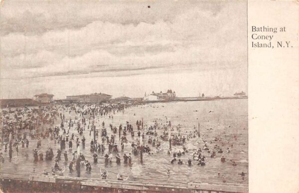 Coney Island New York Bathing Scene on the Beach Undivided Back PC U1825