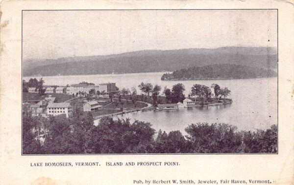 Lake Bomoseen Vermont Island and Prospect Point Undivided Back Vintage PC U1830