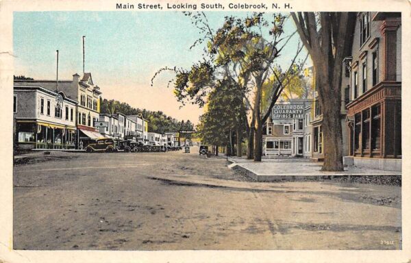 Colebrook New Hampshire Main Street, Looking South Savings Bank Postcard U1861