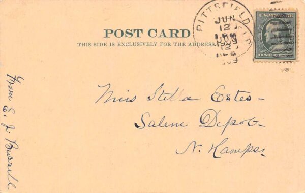 Pittsfield New Hampshire Main Street, West Sepia Tone Lithograph Postcard U1864 - Image 2