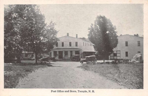 Temple New Hampshire Post Office and Store B/W Lithograph Vintage Postcard U1866