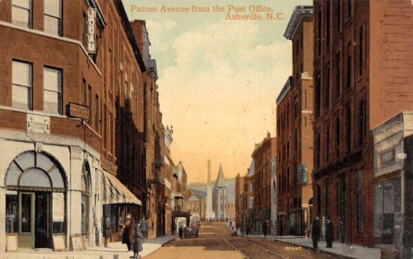 Asheville North Carolina Patton Avenue View from Post Office Vintage PC U1871