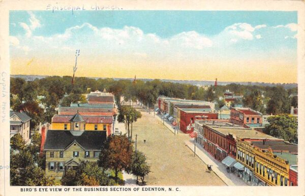 Edenton North Carolina Bird's Eye View of Business Section White Border PC U1872