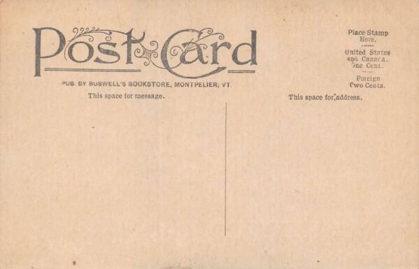 Montpelier Vermont Main Street in 1870 B/W Lithograph Vintage Postcard U1873 - Image 2