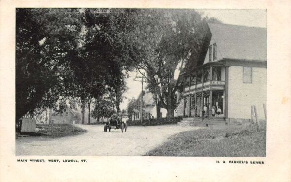 Lowell Vermont Main Street B/W Lithograph Vintage Postcard U1874