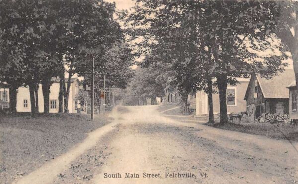 Felchville Vermont South Main Street B/W Lithograph Vintage Postcard U1875