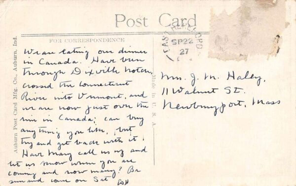 Canaan Vermont Line House Border of U.S. & Canada Vintage Postcard U1878 - Image 2