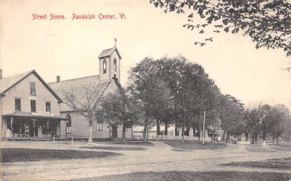 Randolph Center Vermont Street Scene B/W Lithograph Vintage Postcard U1881