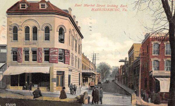 Harrisonburg Virginia East Market Street, Looking East Color Lithograph PC U1892