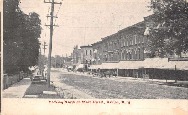 Albion New York Looking North on Main Street Undivided Back Vintage PCU1895
