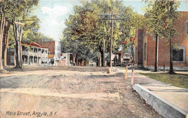Argyle New York Main Street Shops and Residences Vintage Postcard U1896