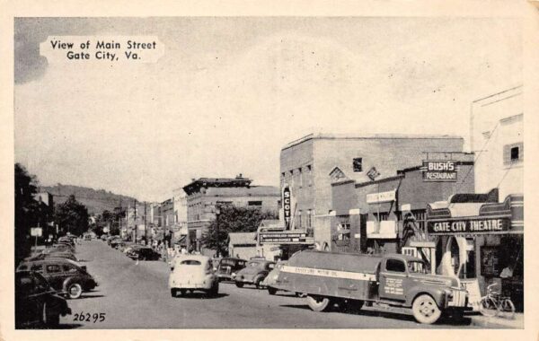 Gate City Virginia View of Main Street White Borders Vintage Postcard U1904