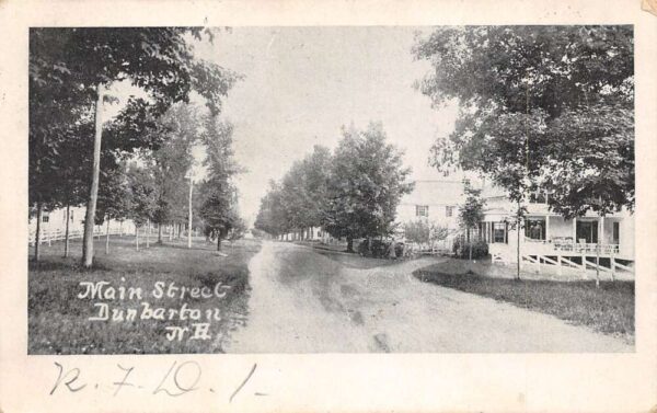 Dunbarton New Hampshire Main Street B/W Lithograph Vintage Postcard U1914