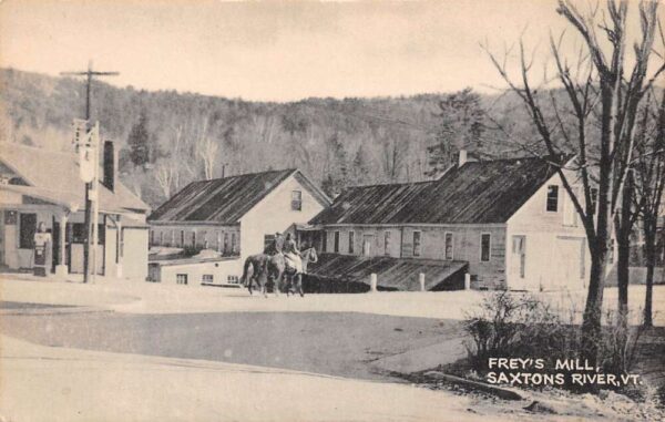 Saxtons River Vermont Frey's Mill Men Riding Horses Vintage Postcard U1926