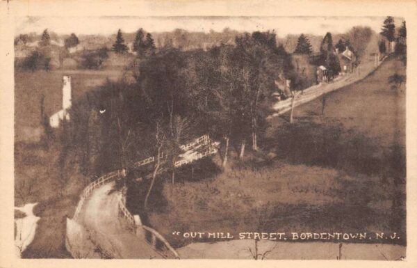 Bordentown New Jersey " Out Mill Street" Aerial View Vintage Postcard U1932