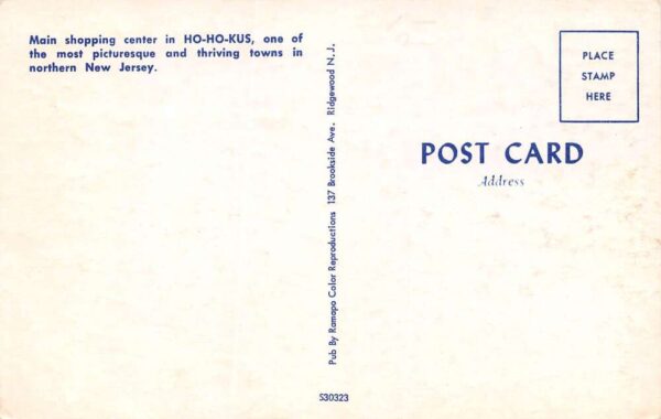 Ho-Ho-Kus New Jersey Main Shopping Center Drug Store Pictured Vintage PC U1935 - Image 2