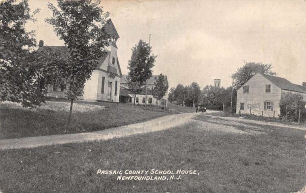 Newfoundland New Jersey Passaic County School House B/W Lithograph PC U1939