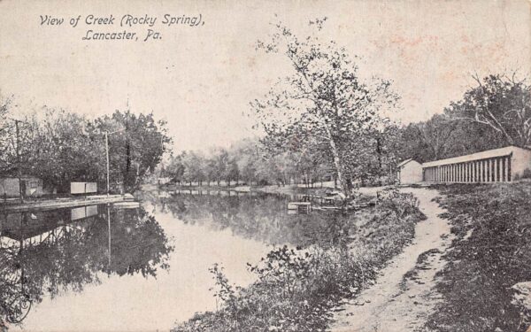 Lancaster Pennsylvania View of Rocky Spring Creek B/W Lithograph Postcard U1844