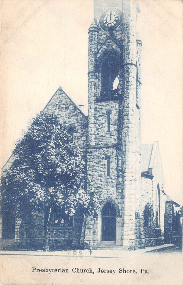 Jersey Shore Pennsylvania Presbyterian Church B/W Lithograph Vintage PC U1847
