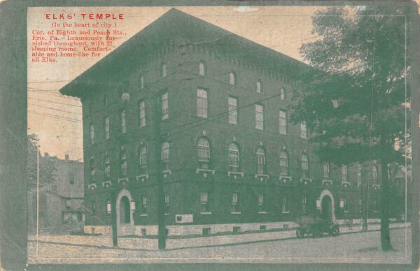 Erie Pennsylvania Elk's Temple, Exterior Undivided Back Vintage Postcard U1854