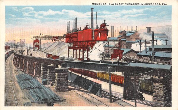 McKeesport Pennsylvania Monongahela Blast Furnaces White Borders Vintage PC U1857