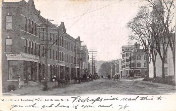 Littleton New Hampshire Main Street Looking West Undivided Back Vintage PC U1951