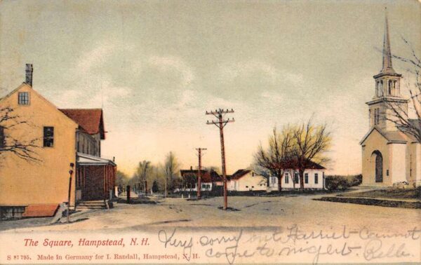 Hampstead New Hampshire The Square Church and Residences Vintage Postcard U1954