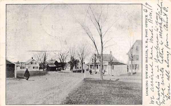 Hollis New Hampshire Looking Toward Hollis Post Office Undivided Back PC U1955