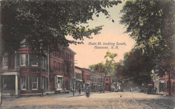 Hanover New Hampshire Main Street, Looking South Color Lithograph PC U1956